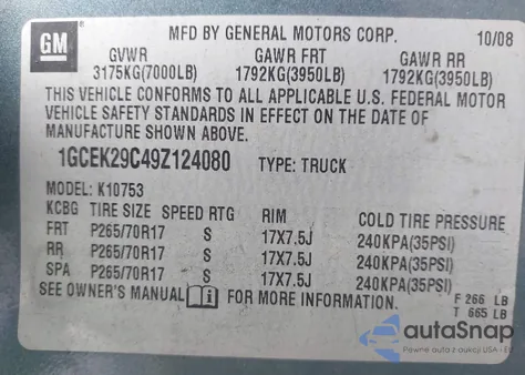 2009 Chevrolet Silverado 1500 Lt from USA, damaged, VIN 1GCEK29C49Z124080